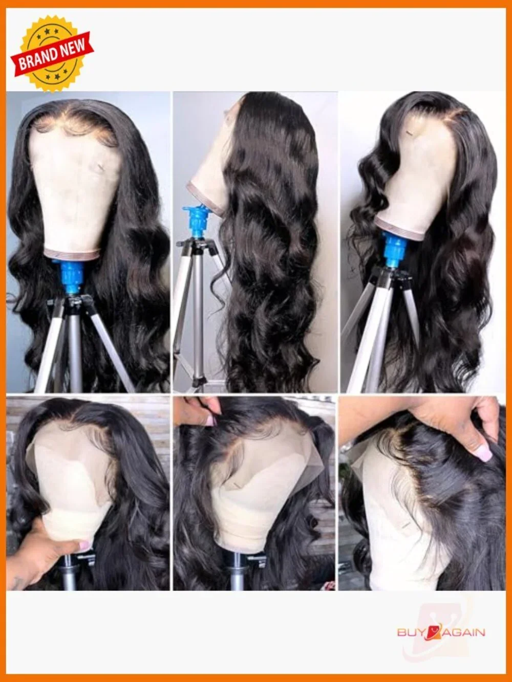 24in Body Wave Lace Front Wig Human Hair Black Women Glueless HD Curly Frontal